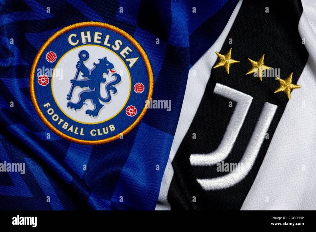 close-up-of-juventus-chelsea-fc-club-crest-2GGPENP